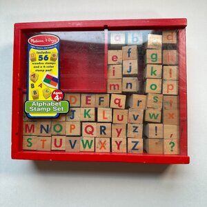 Melissa &Doug Wooden 56 Alphabet Stamp Set USED